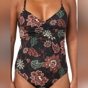 Carve Design Floral Black One-Piece Swimsuit NWT